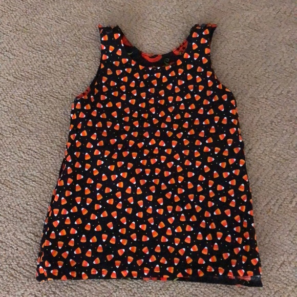 Candy Corn/ Pumpkin Halloween Girls Jumper Reversible dress - Picture 3 of 12